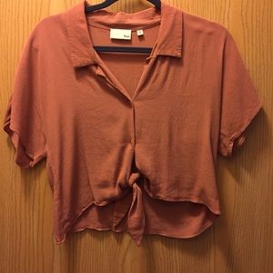 Aritzia Wilfred Tie-front Blouse (XS, pink/peach)